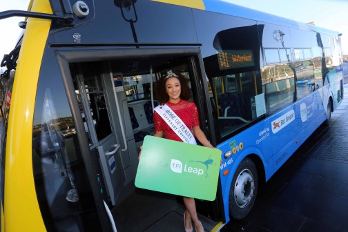 Customers, please note that the €1 Leap Card promotional single fare on Bus Éireann’s Waterford city services (W1 – W5) and Route 360 (Waterford-Tramore), launched in January by Waterford Rose of Tralee and winner of the 2018 International Rose of Tralee, Kirsten Mate Maher, will be available for an extended period up to and including 18 March 2019