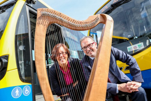 Anne Graham, CEO of the NTA in Drogheda with Stephen Kent, CEO of Bus Éireann