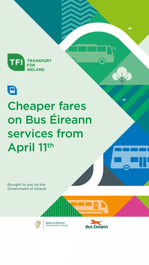 Cheaper fares on Bus Éireann services from 11 April