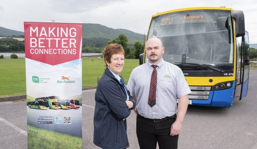 Julie Carey, Travel Advisor, Kenmare Tourist Office and Dave Cullen, Bus Éireann driver.