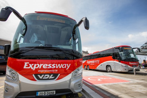 Two Expressway coaches parked at Waterford Bus Station